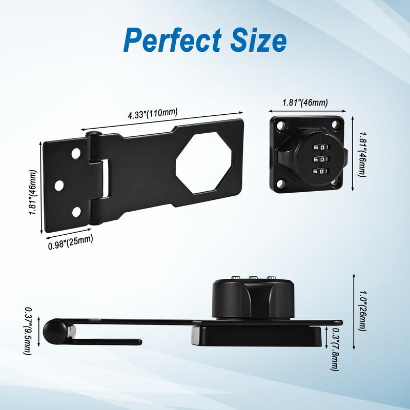 2Pcs Combination Cabinet Locks for Baby Proofing - Keyless Closet Door Lock with Screws, 3-Digit Password Code Latches Hardware, Bolt Latch for Barn Door, Bathroom
