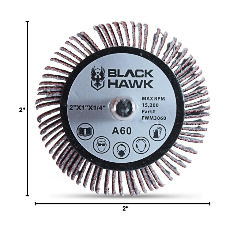 BHA Aluminum Oxide Shank Mounted Flap Wheels, 2” x 1” x 1/4”, 120 Grit - 5 Pack