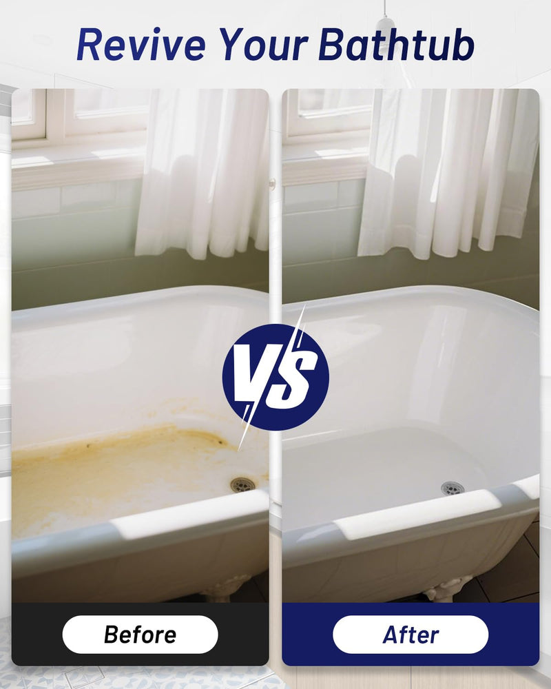 Tile Paint, 10.6oz Tub and Tile Paint Refinishing Kit with Tools and Hardener, Easy to Use for Countertop Bathroom Bathtub Kitchen Sink, Semi-Gloss White, Low Odor，15-18sq.ft 10.6 Fl Oz (Pack of 1)