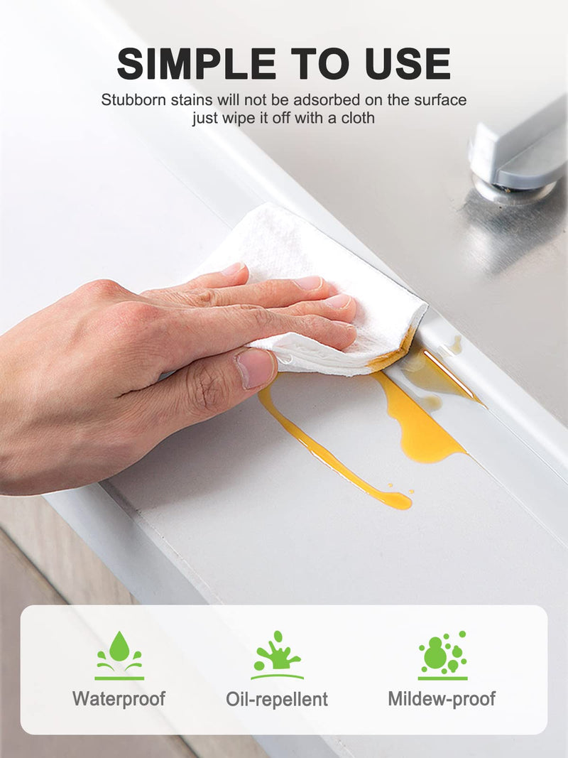 Caulk Tape - PVC Self Adhesive Tub Caulking Sealing Tape for Bathrooms Kitchen Countertops Toilets Kitchen Sinks Bathtub Floors and Toilet Walls etc 1-1/2" x 11' White