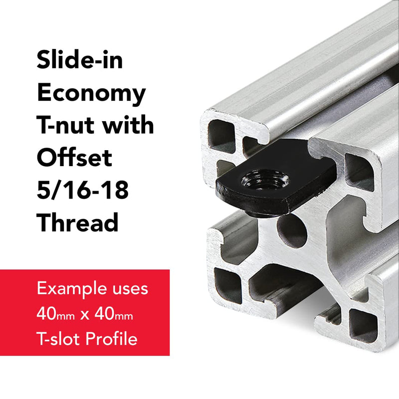 8020, 3278, 15 Series 5/16-18 Offset Threaded Slide in Economy T-Nut Steel T-Slot Accessories for 80/20 Aluminum Extrusion Hardware Nuts (25 Pack) 25