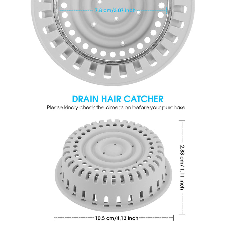 Drain Hair Catcher, Upgraded Protector with Silicone & Stainless Metal Designed for Pop-Up and Regular, Effective Without Slowing Drainage Gray