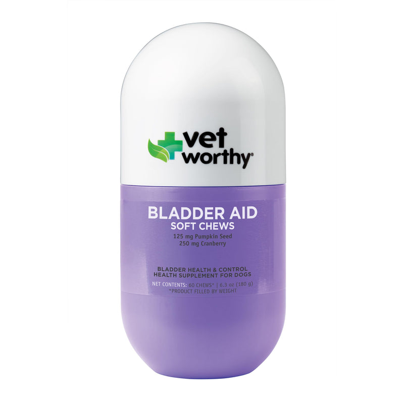 Vet Worthy Dog Bladder Supplement - Urinary Tract & Bladder Control Support for Dogs Prone to Frequent Urination - with Cranberry for Dogs & Pumpkin Seed - Helps Maintain Urine Balance - 60ct
