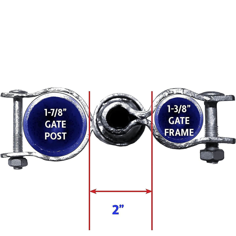 Chain Link Gate Spring Closer for 1-7/8" OD Gate Post and 1-3/8" OD Gate Frame - Self Closing Gate Spring Closer - Gate Closer Includes Bolts 1-3/8" X 1-7/8"