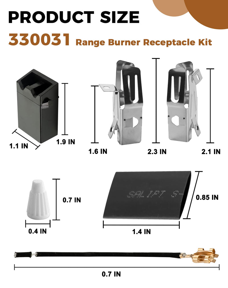 4 Pack 330031 Range Burner Receptacle Kit ERR117 Surface Element Plug-in Block Kit Fit for Whirl-Pool Ken-More Frigi-daire Stove, Replaces WB17X210 5303935058 814399 WB17X210 by Fetechmate