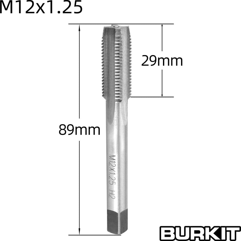 Burkit M12 X 1.25 Tap and Die Set Right Hand, M12 x 1.25 Machine Thread Tap and Round Die M12x1.25