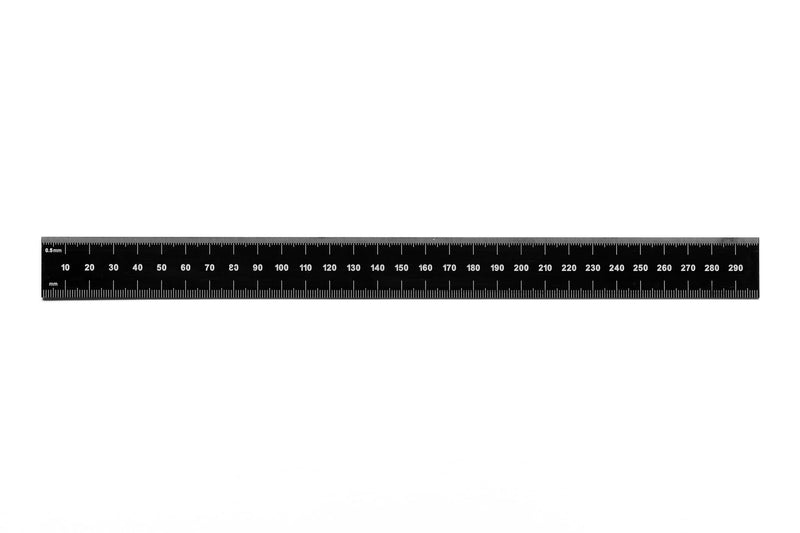 PEC Tools 300mm Rigid Ruler, Metric (mm, 0.5mm, mm, 0.5mm) | 752-300EZ, Made in US, Stainless Steel, Black Chrome