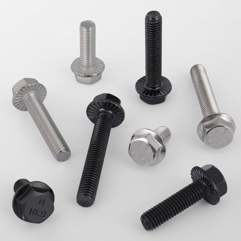 M8-1.25 x 16mm Flanged Hex Head Bolts,304 Stainless Steel 18-8,Fully Threaded,Silver External Flange Hex Drive Screws,Pump,Fix Car,DIY Project(28Pcs) M8x16mm Silver