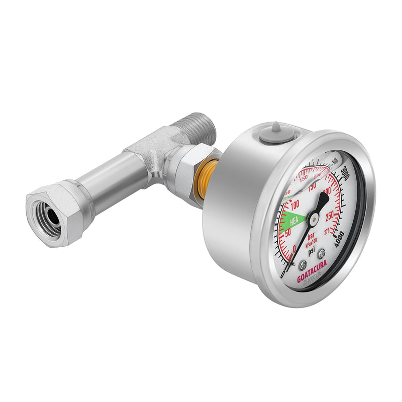 0-4000psi HEA Spraying Pressure Gauge with Tee Fitting, 1/4” NPT Connection, Compatible with Titan/Wagner Airless Sprayer, Replacement for Titan 0580495/580495