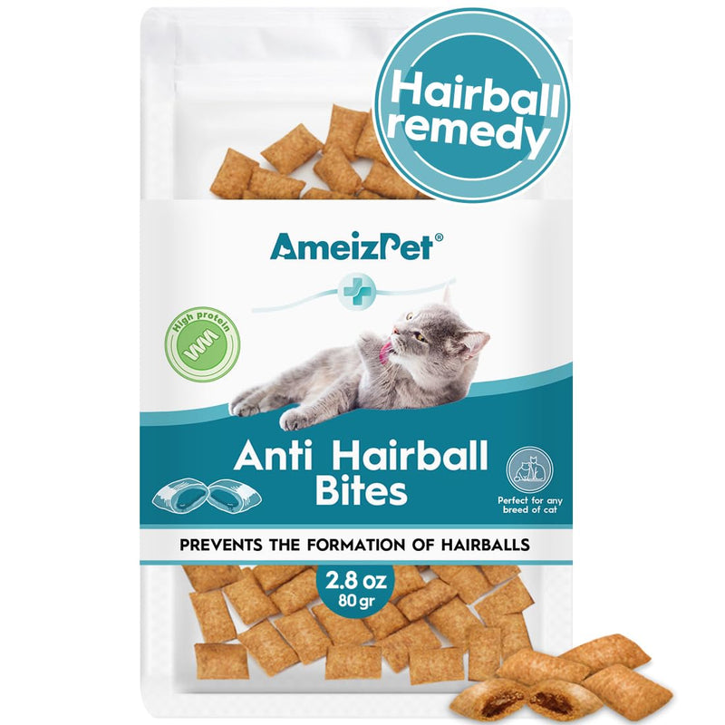 AmeizPet Anti Hairball Treats, Hairball Remedy for Cats, Cat Biscuits Hairballs Treatment - Crunchy Hairballs Cat Biscuits, 2.82 oz (80 g)