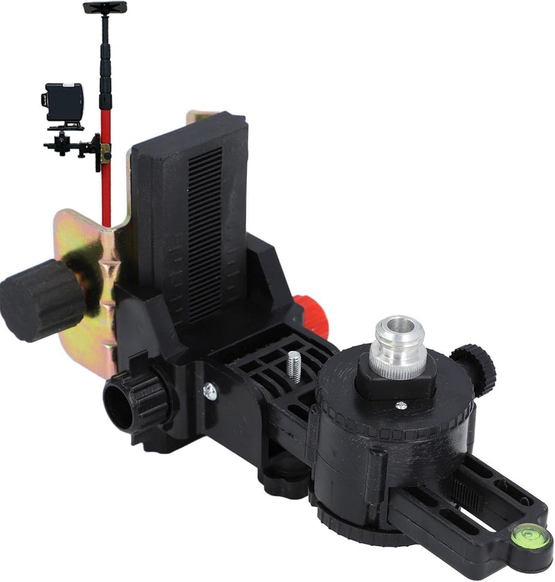Laser Level Bracket for Telescoping Pole for for Line and Point Lasers, 1/4"-20 Male Threaded and 5/8" Pole Fine Tuning Mount Bracket, 360 Degree Rotation for Roads, Tunnels, Bridges,Outdoor Use