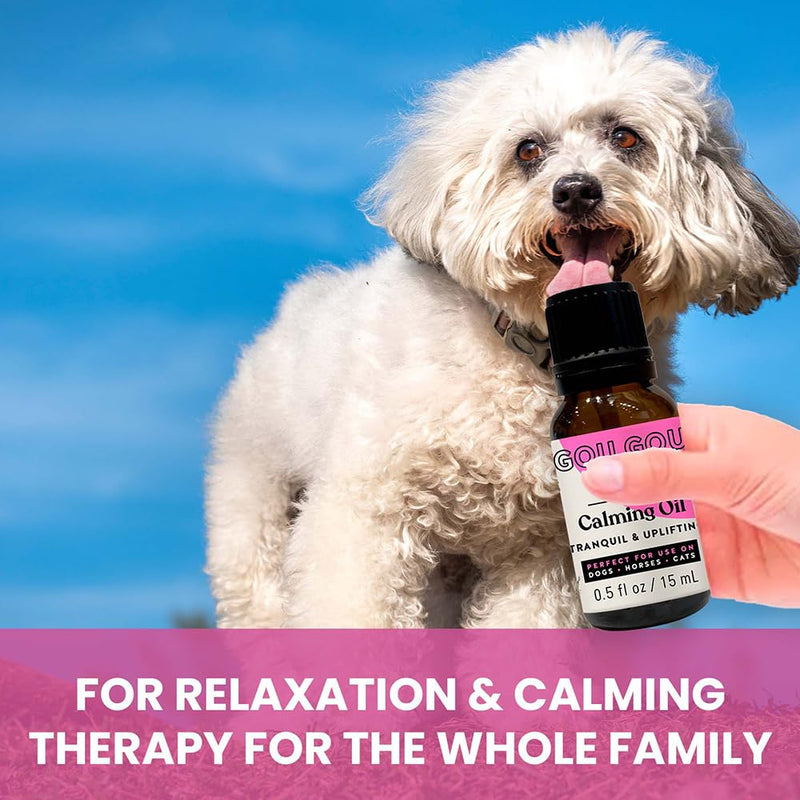Holistic Natural Derived Calming Pet Essential Oil Blend for Anxiety: Relax Your Pet with Natural Ingredients While Providing Stress Relief: Veterinarian Recommended - Made in USA – 15mL