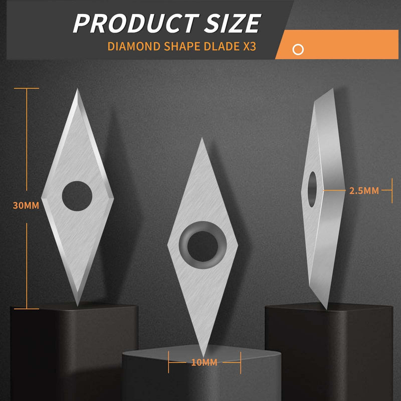 12PCS Carbide Lathe Tools Carbide Inserts for Wood Lathe Turning Tool,Include 11mm Square with Radius,12mm and 8.9mm Round,30x10mm Diamond with Sharp Point with Screws Silver 12pcs
