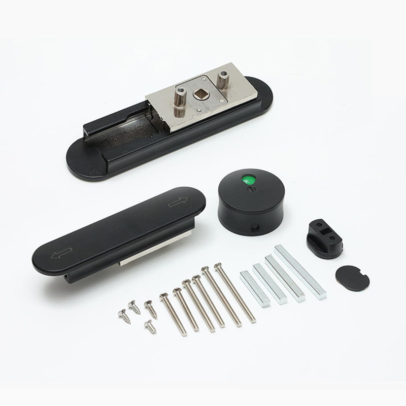 Vacant Occupied Bathroom Lock,Door Lock Indicator,Bathroom Toilet Door Lock，Public Toilet Left and Right Push Lock with The Vacant (Green) / Engaged (red) Indicator（Black）