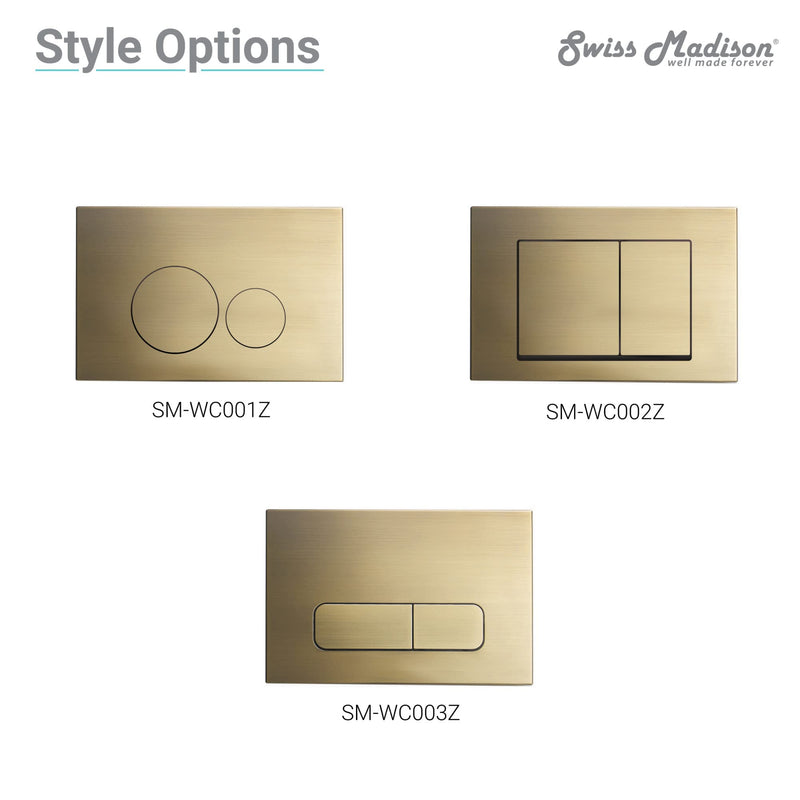 Concorde Wall Mount Dual Flush Actuator plate with Square Push Buttons in Brushed Brass Square Push Button