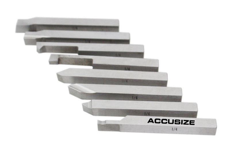 Accusize Industrial Tools 1/4'' 8 Pc H.S.S. Tool Bit Set, Pre-Ground for Turning and Facing Work, 2662-2001 1/4 in - NewNest Australia