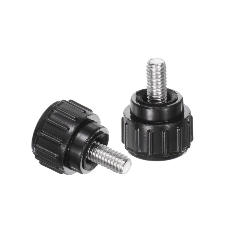 uxcell 12pcs Knurled Clamping Knobs M4 x 8mm Metric 304 Stainless Steel Male Thread Thumb Screw on Type 14mm Plastic Round Head Threaded Hand Bolt Stud Knobs Black M4 x 8mm x 14mm