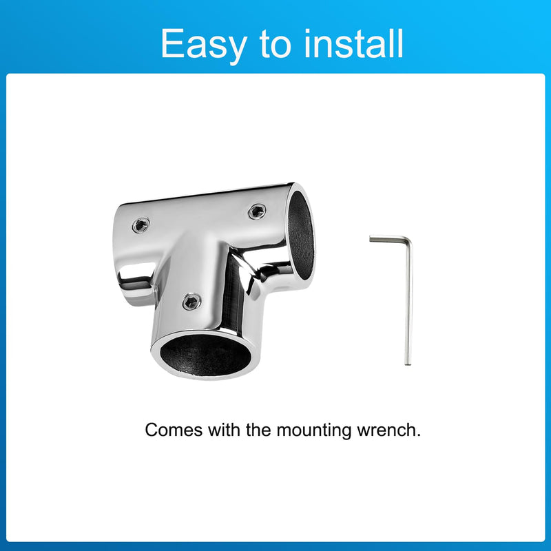 Boat Handrail Fitting 90 Degree Tee Rail for 7/8" Tubing, Heavy Duty, 316 Stainless Steel, Marine Boat Railing Tee Connector (2-Pack)