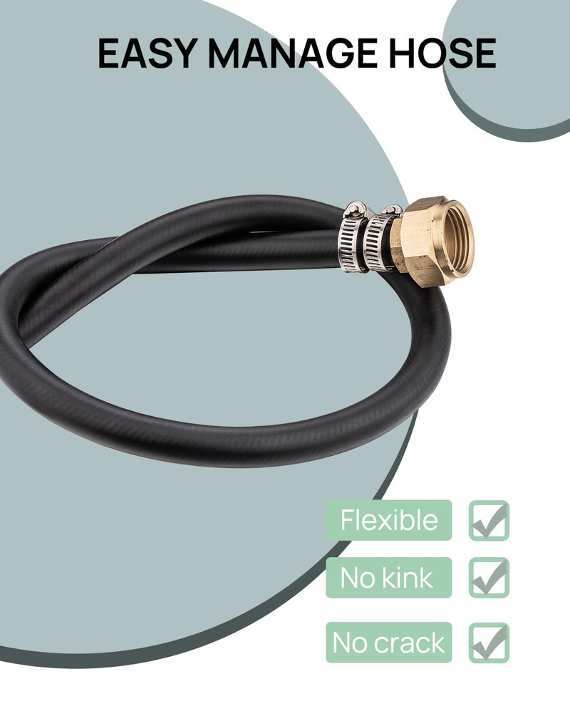 3/4" Thread Short Mop Sink Hose for Mop Sink Faucet, 2.4 ft (29 inches) Short Hose for Mop Sink, Short Garden Hose with Brass Adapter & Fixtures & Gasket, Leakproof and Durable 2.4ft (29 inch)