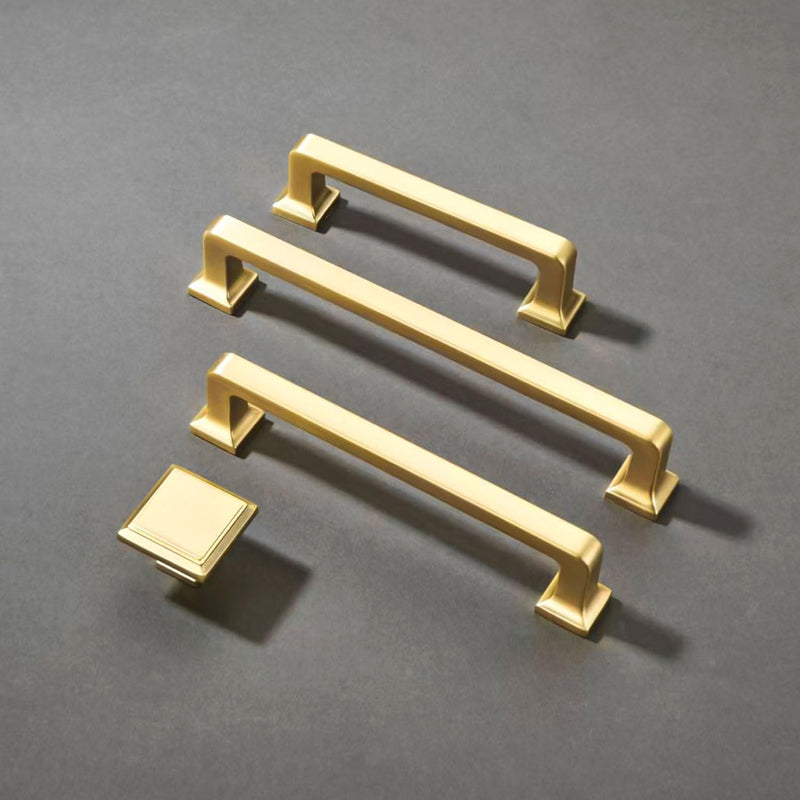 10 Pack Brushed Gold Kitchen Cabinet Knobs 1.3 inch Square Soild Cabinet Hardware Knobs for Dresser Drawers Knob 10 PACK