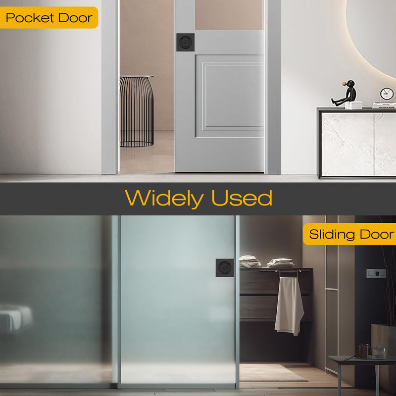EHOMEWARE 1 Pack Black Pocket Door Hardware, Keyless Pocket Door Handles Interior, Privacy Pocket Door Lock for Bed/Bath, Modern Recessed Sliding Door Lock, Left/Right Reversible Privacy Door Lock-1 Pack Matte Black