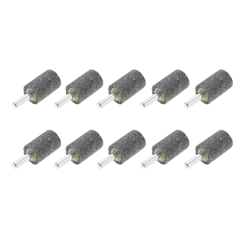 dophee 10Pcs 20mm Cylindrical Shape Aluminum Oxide Mounted Grinding Stones Rotary Grinding Bits with 1/4" Shank for Electric Rotary Tools Drill Grinder