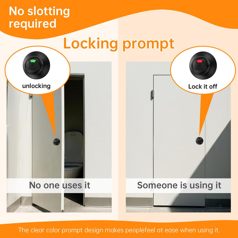 New ball indicator bolt lock, safe, with occupancy indicator, easy installation without lock cylinder, perfect for bathroom partitions, restrooms, restaurants, medical offices, Airbnb.（black) black bolt lock