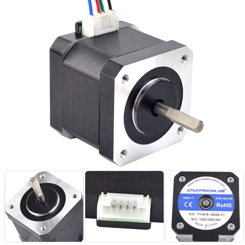 STEPPERONLINE Nema 17 Stepper Motor 1.5A 63.74oz.in 39mm Body with 1m Cable and Connector for DIY CNC/ 3D Printer