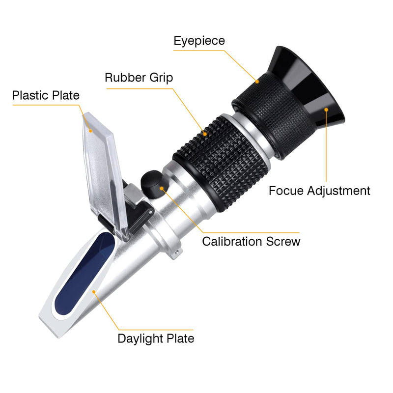 Brix Meter Refractometer 0~90%, Handheld Brix Refractometer, High Accurate Brix Measurement Tool with ATC for Fruit, Beverages&Juice, Honey, Maple Syrup, Molasses and Other Sugary Drink Brix: 0~90%