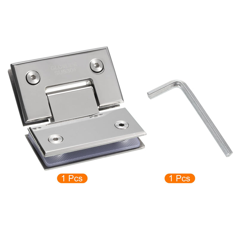 uxcell 135 Degree Glass Door Hinge for 8-12mm(0.31"-0.47") 304 Stainless Steel Door Hinge Glass Clamp, Bright Silver