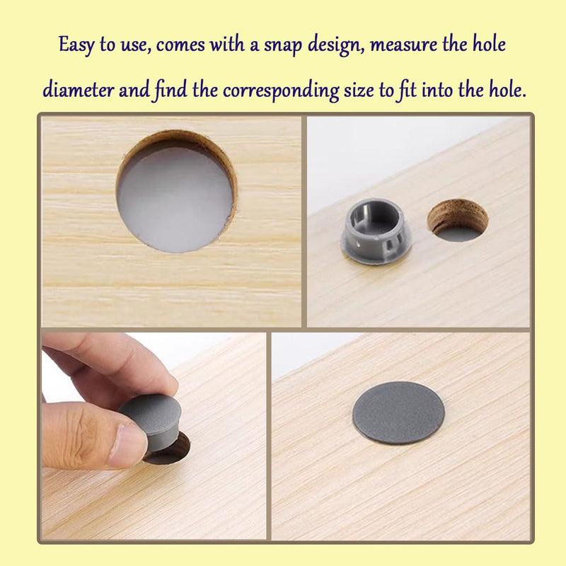 365Pcs 10 Sizes Plastic Hole Plugs Recessed Round Hole Plugs 3/16" 1/4" 5/16" 3/8" 1/2" 5/8" 3/4" 7/8" 1" 1 1/4" Snap-in Panel Lock Hole Plugs for Furniture Cabinet Hole Decorative Cover Caps (Black) Black