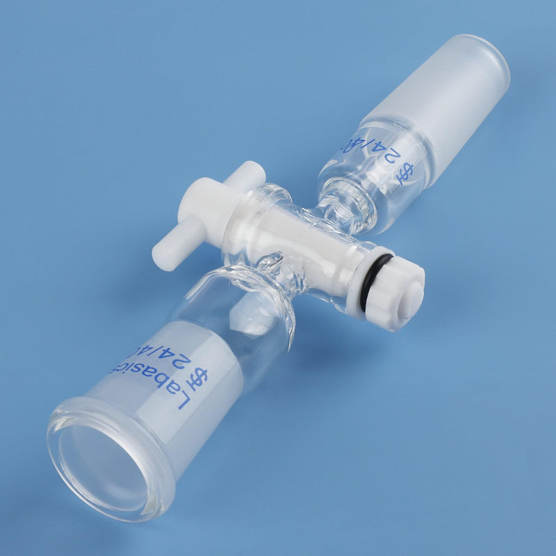 Labasics Vacuum Flow Control Adapter, Borosilicate Glass with PTFE Stopcock, Dual 24/40 Joints for Laboratory Distillation and Gas Control, Chemical Resistant Adapter for Precise Flow Regulation 24/40 Joint
