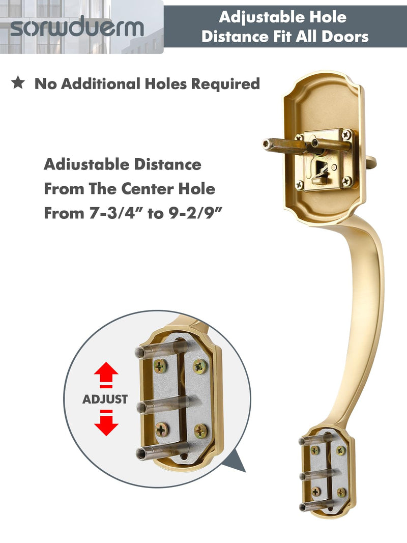 1 Pack Gold Front Door Handles Reversible Lever Entry No Lock Handleset Brushed Brass Entry Way Door Handle Satin Brass 1