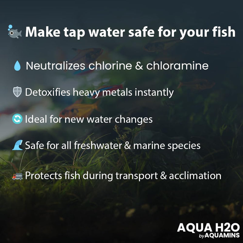 Aqua H2O – Water Treatment for Aquarium, 500ml (17 fl oz) | Freshwater & Marine Conditioner 500ml/17fl oz