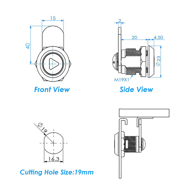 Cam Lock with Triangle Socket Key,Keyed Alike Tubular Cam Lock,Triangular Keyhole Cabinet Lock