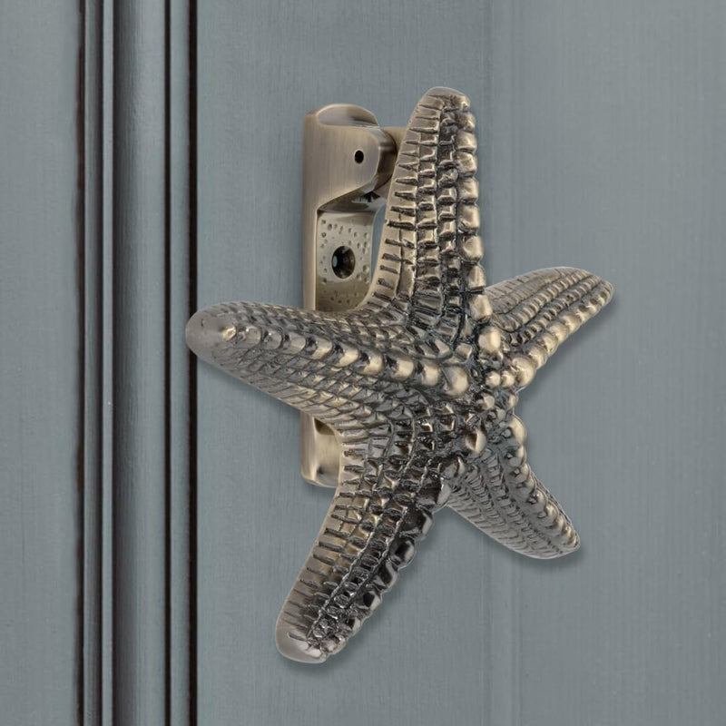 Infinity Decor Solid Brass Antique Starfish Door Knocker 155mm in Antique Brass Finish for Front Door Furniture