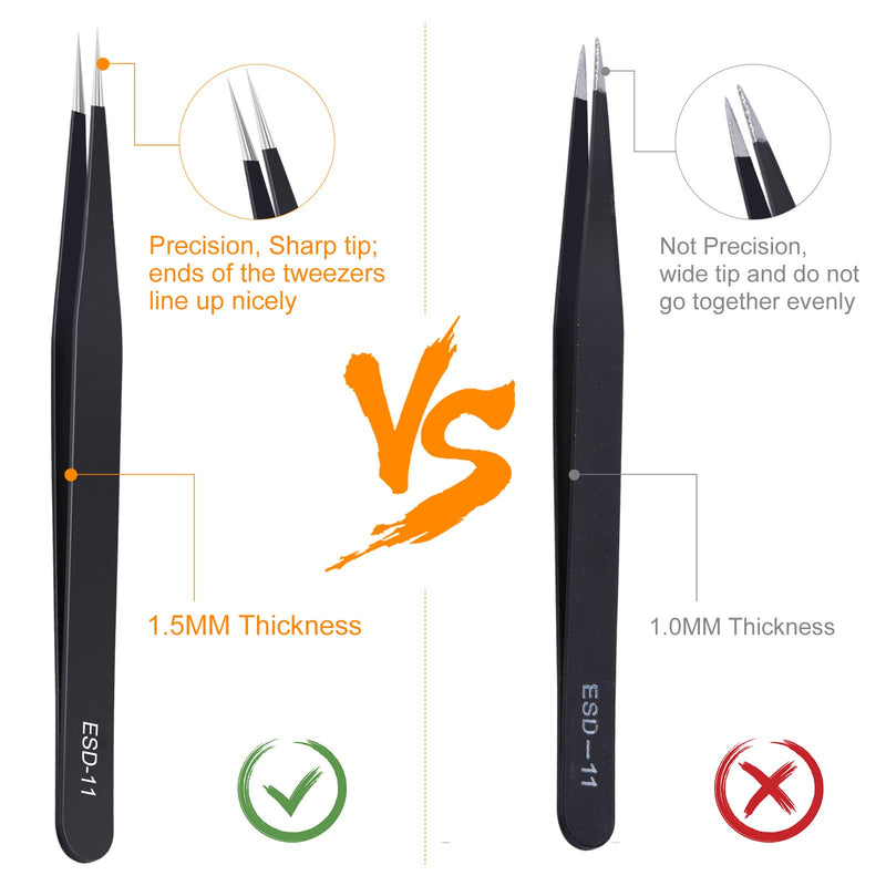 3PCS Precision Tweezers Set, Upgraded Anti-Static Stainless Steel of Tweezers, for Electronics, Soldering, Laboratory Work, Jewelry-Making, Model, Craft 3