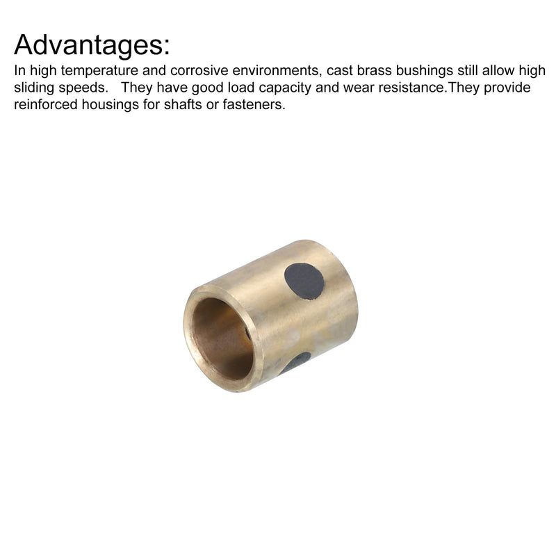 MECCANIXITY Sleeve Bearings 6mm/0.24" Bore,8mm/0.31" OD,12mm/0.47" Height,Wrapped Oilless Bushings Brass Graphite,JDB Oilless Graphite Lubricating Brass Bearing Bushing Sleeve Pack of 2 6mm x 8mm x 12mm