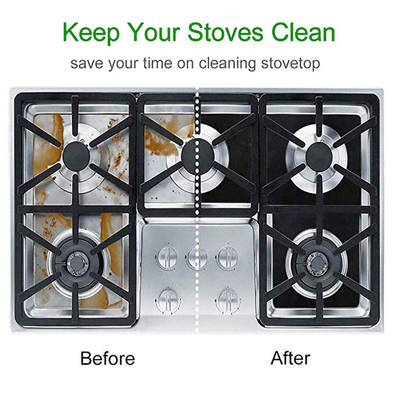 Stove Burner Covers,0.3 MM Double Thickness,8 Pack,Gas Stove Burner Liners,Non-stick Reusable Gas Range Stove Top Covers for Kitchen,Cuttable,Easy to Clean,Black,Size 10.6” x 10.6” Black（8pcs） - NewNest Australia