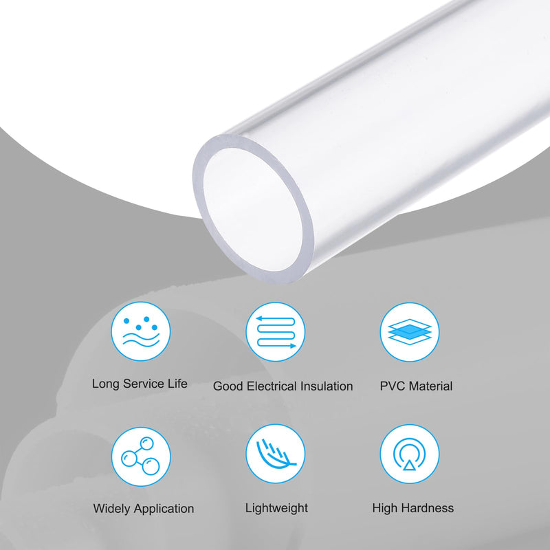 MECCANIXITY 1 1/4 Inch Clear PVC Rigid Tube Round Pipe 25.6mm ID 32mm OD 14" High Impact for Water Pipe, Aquarium, Fish Tank, Greenhouse Garden, Clear 25.6mm x 32mm - NewNest Australia