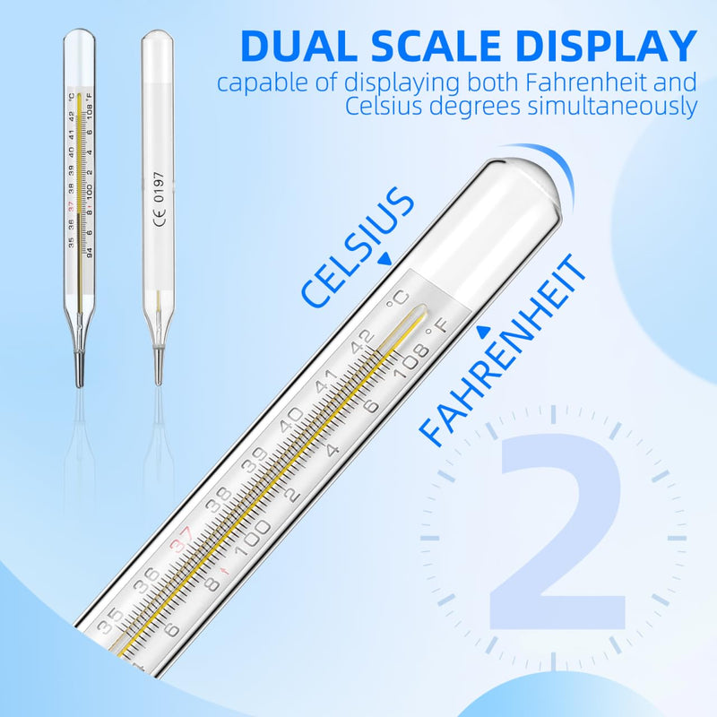 TOYANDONA 6Pcs Glass Temperature Measurement Adult - General Use Temperature Testing Tools Accurate Fast Reading Old Fashioned Thermometer for Families, Dual Scale 6