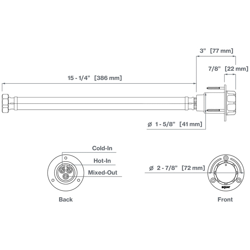Aquor RV/Marine Hot+Cold Mixing Valve, Compact G1/2 inch Thermostatic Mixing Valve with Hot/Cold Temperature Control, Hydrant Pairing for Boat, Marine, and RV Outdoor Shower, Stainless Steel