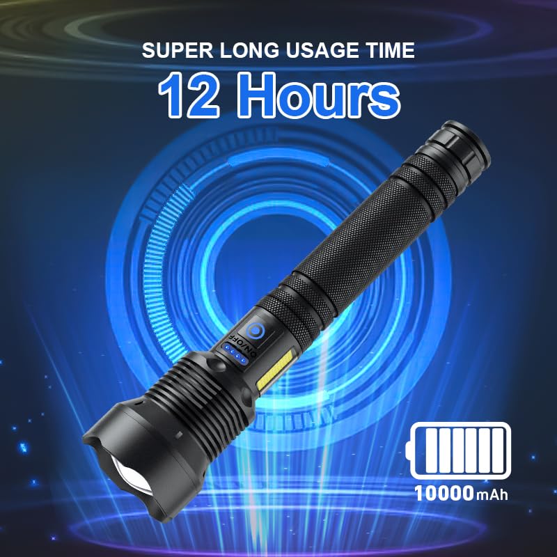 Cinlinso Rechargeable LED Flashlights High Lumens, 99,000 Lumens Super Bright Flash Light with 7 Modes, Powerful Handheld Waterproof Flashlights for Home Emergencies, IPX6 Waterproof 1