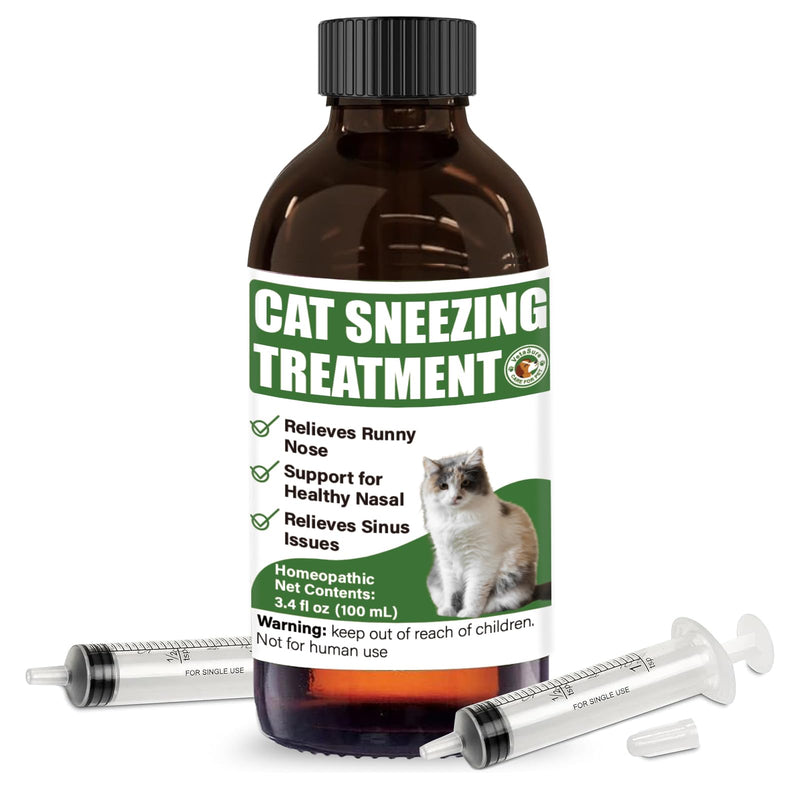 Cat Sneezing Support Liquid – Feline Nasal & Sinus Oral Supplement, 100 ml with 3 ml Dropper – Gentle Homeopathic Formula for Daily Respiratory Comfort