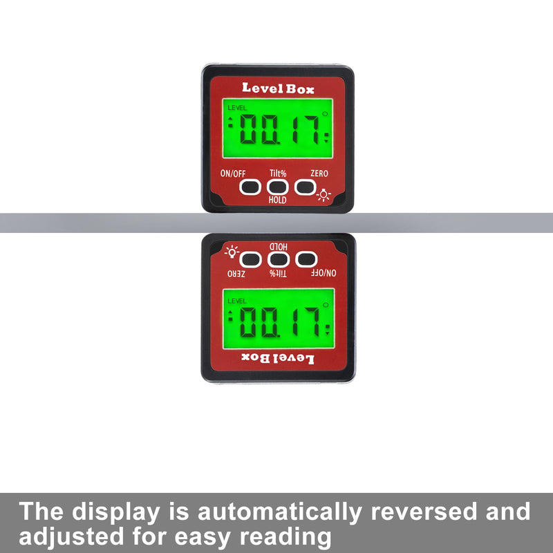Digital Inclinometer Angle Finder Gauge, IP54 Digital Electronic Protractor Bevel Gauge, Inclinometer Angle Cube Level Box with LCD screen for Woodworking, Table Saw and etc