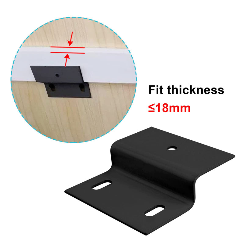 10 PCS Black Z Bracket Double Angle Channel Profile Corner Brace Mounting, Steel Furniture Support Connectors, Thickness 2 mm
