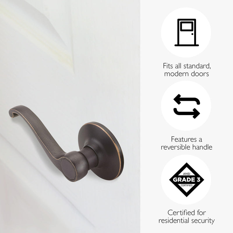 Design House Scroll Passage Door Lever for Hall and Closet, Fits Standard Doors, Oil Rubbed Bronze – Design House, 791624