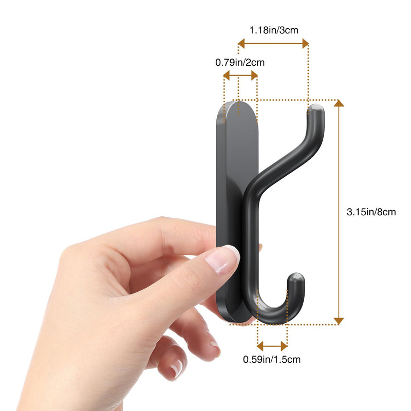 4 PCS Coat Hook Adhesive Towel Hook Heavy Duty Wall Mounted Black Black 4 pcs