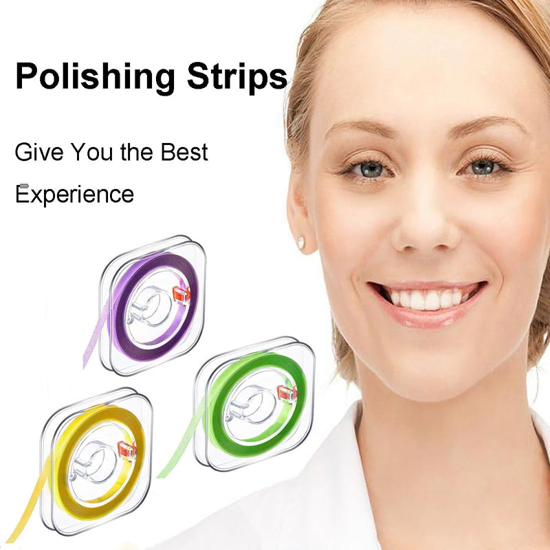 Dental Polishing Strips Grinding Strip Polisher Dental Sandpaper Oral Care Kits Teeth Cleaning Tool Tooth Polish Abrasive Strip 3 Rolls（Fine Coarse Medium 3 Colors）