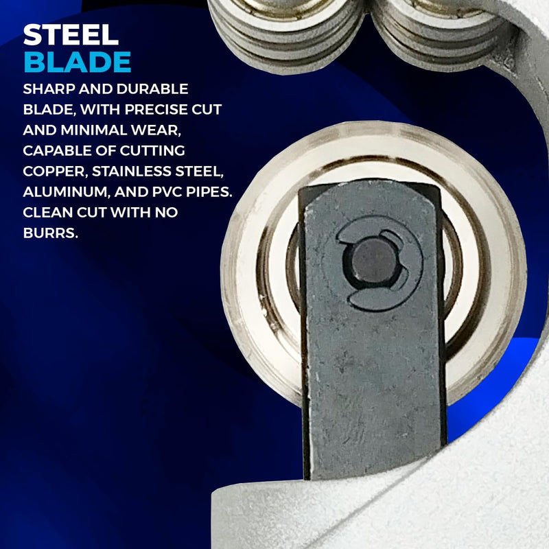 CTH-114 Professional Tube Cutter 3/16" 1/4" 3/8" 1/2" 5/8" 3/4" 7/8" 1" 1-1/4" Premium, Fast Clean Cut Tool for Copper, Brass, Aluminum, PVC, Plastic Pipes, Refrigeration CTH-114 Professional Tube Cutter